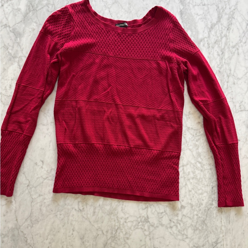 Express Rich Red Textured Sweater